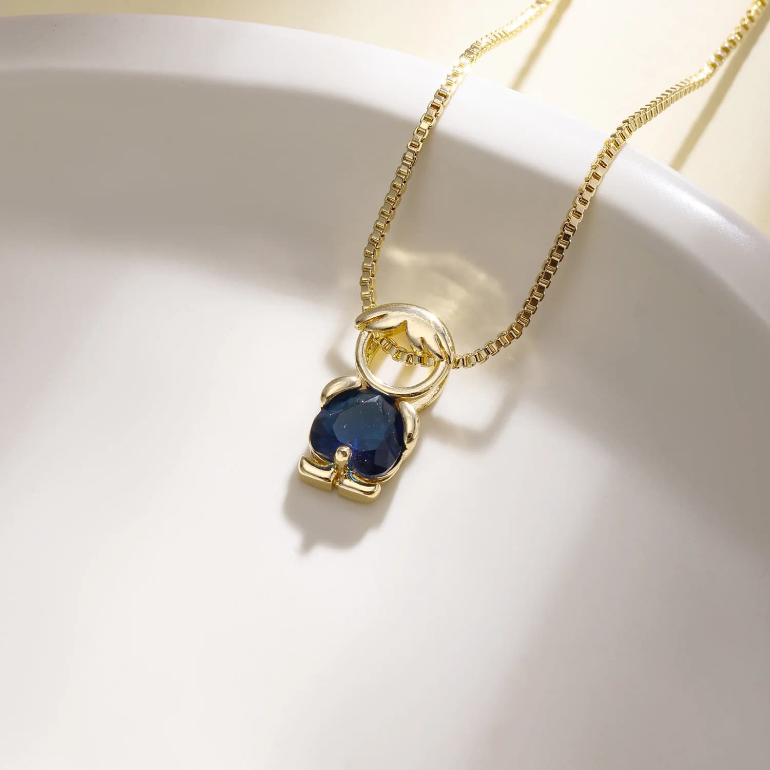 Nidin Fashion – collier avec pendentif en pierre de naissance pour fille et garçon, 12 mois, en zirc