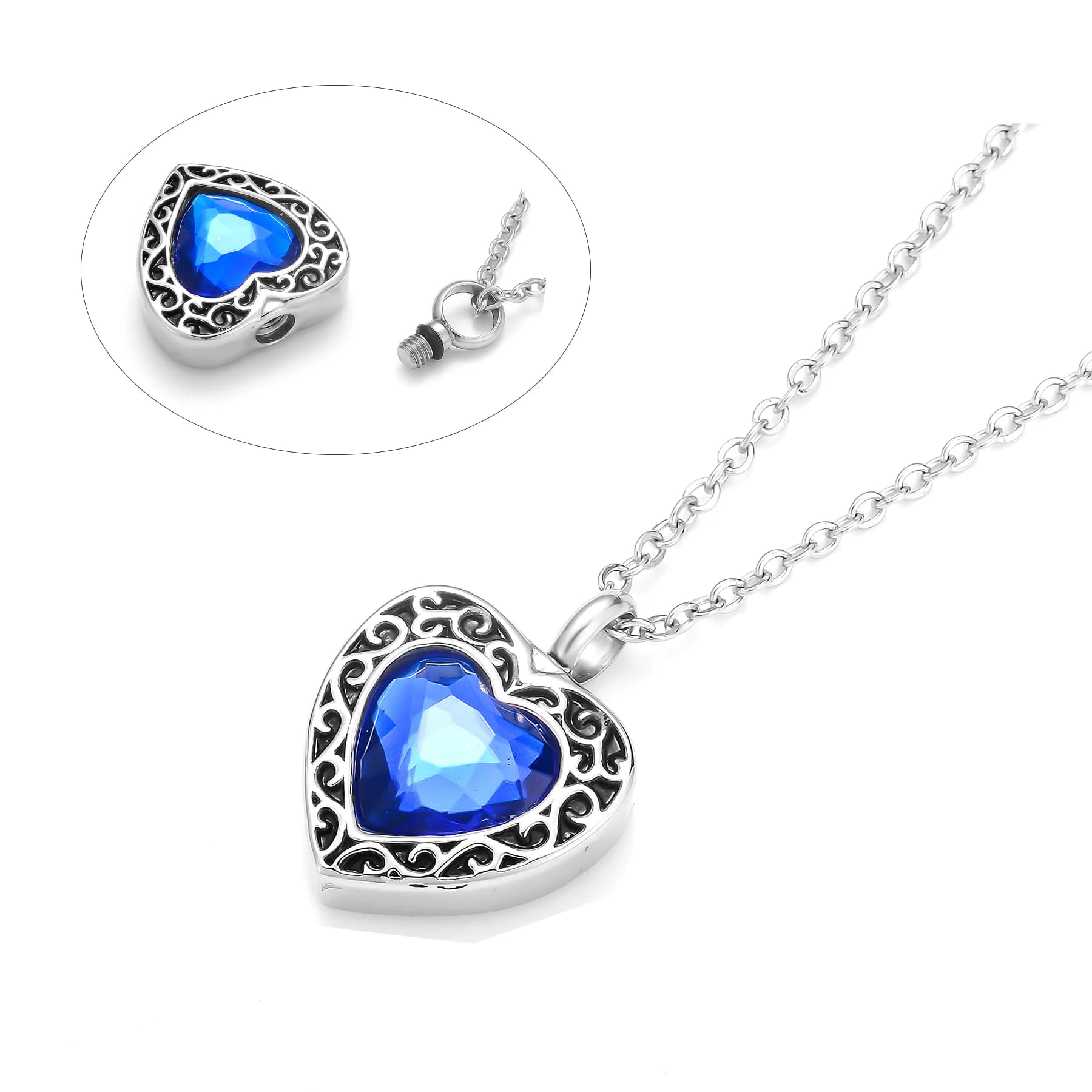 Bijoux de crémation en forme de cœur pour cendres, collier d'urne en acier inoxydable pour femmes, b