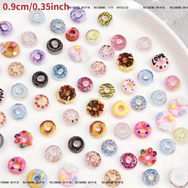 50pcs beignet Flatback Cabochons Nail Art Scrapbooking embellissements journal décoration bricolage