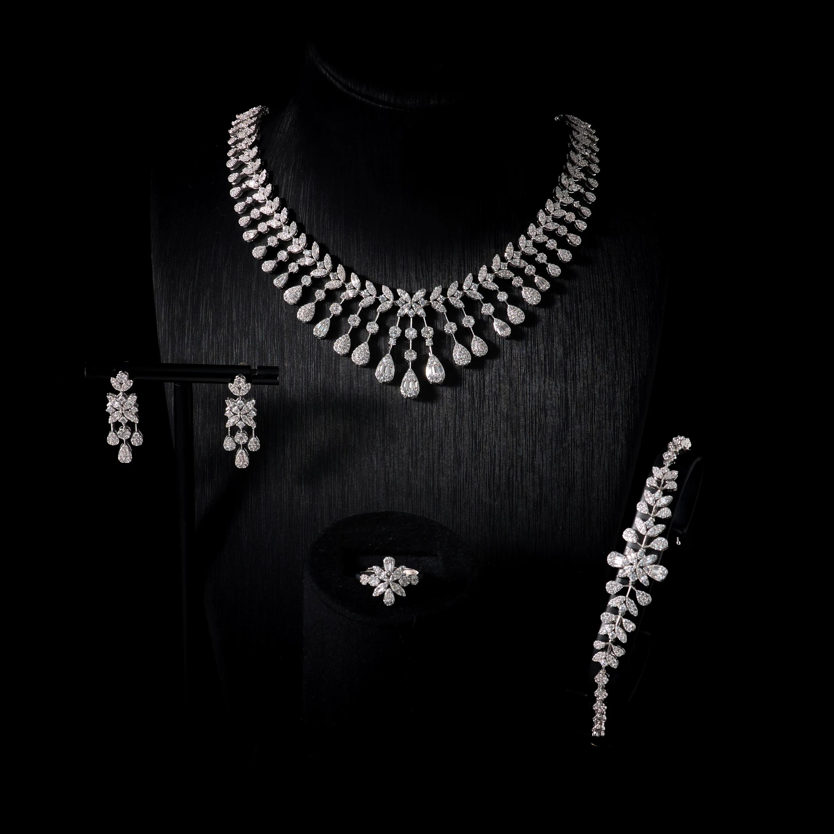 IN JEWELIFE 00117 Parures de colliers pour femmes, en zircon cubique, ensemble de bijoux de mariée, 