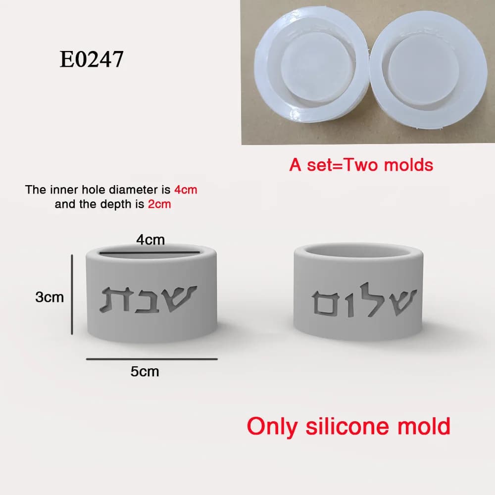 Moule en silicone pour bougeoir à lettres hébraïques Shalom Shabbat, kit de fabrication DIY pour bou