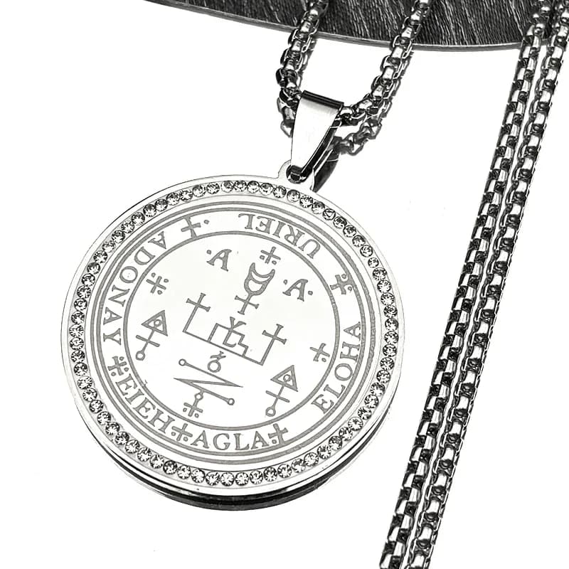 Sept archanges URIEL sceau salomon Talisman Sigil d'angélique collier en acier inoxydable couleur or