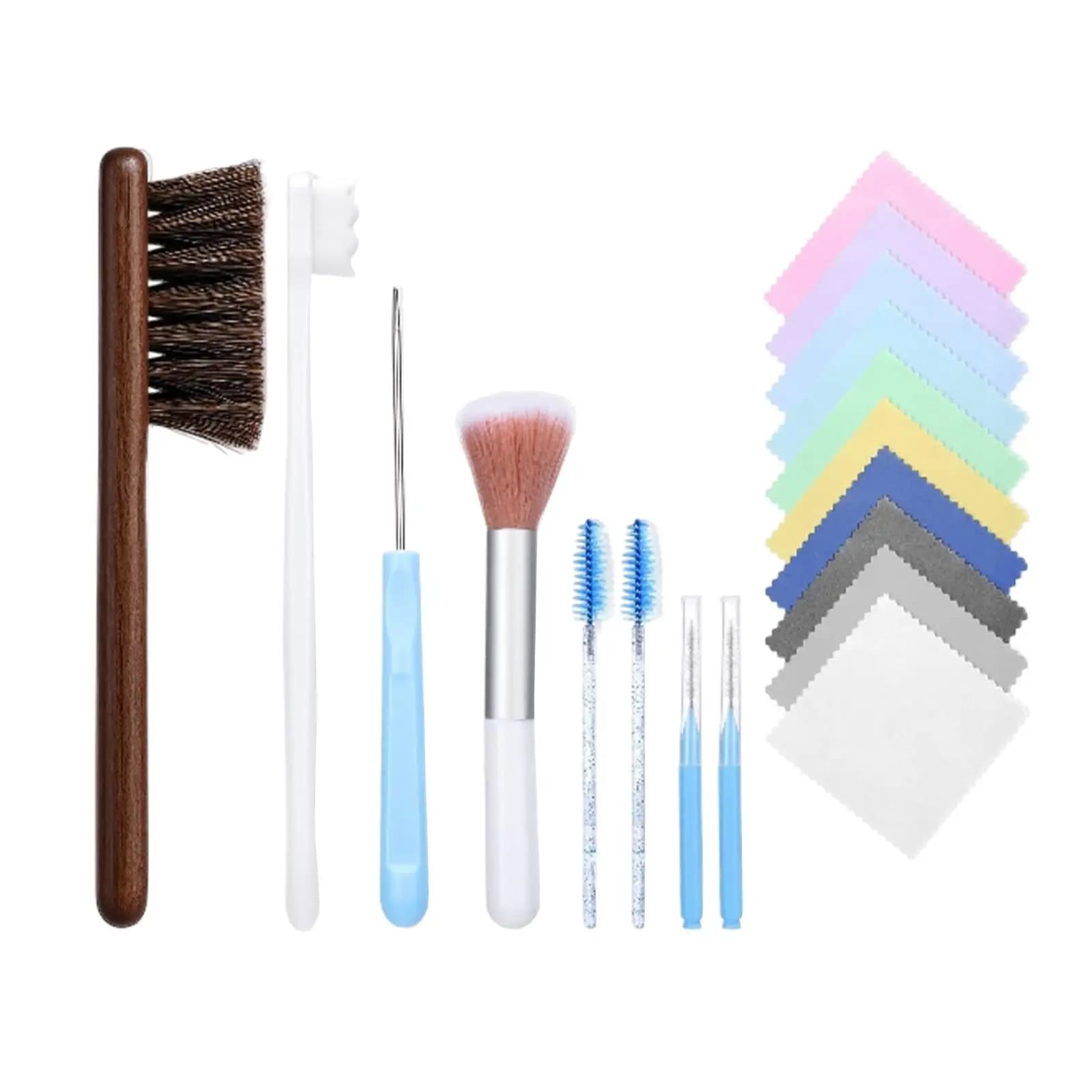 Ensemble de brosses de nettoyage pour bijoux, 18 pièces, outils de nettoyage pour boucles d'oreilles