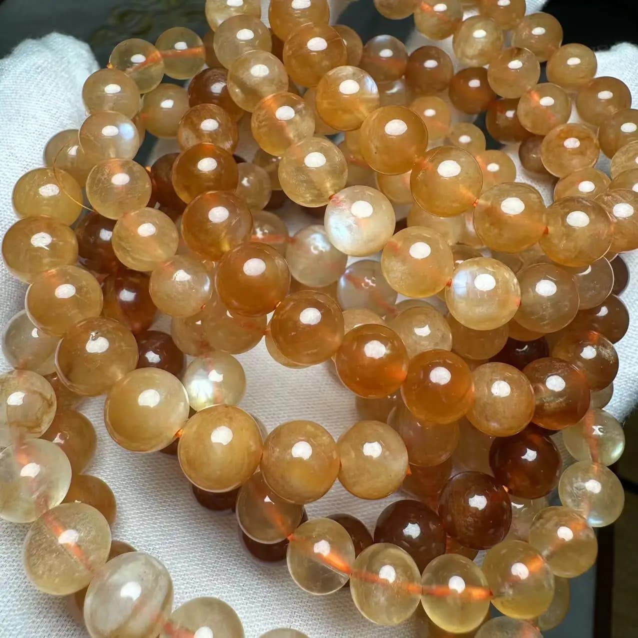 Meihan (1 bracelet) naturel AAA Tibet Andesine pierre lisse ronde perles en vrac pour la fabrication