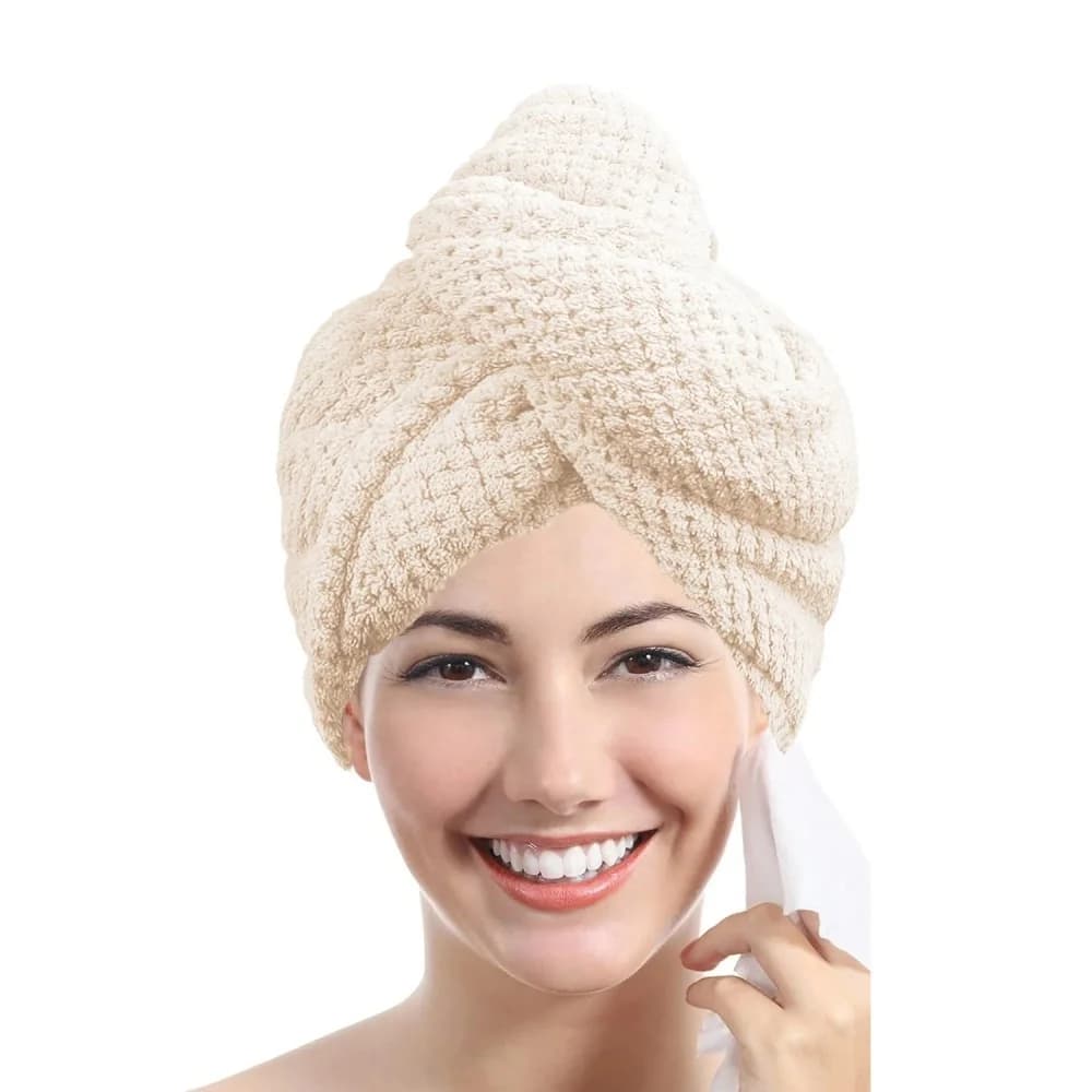 Turban en microfibre texturé à absorption rapide pour sécher les cheveux, serviette de bain douce et
