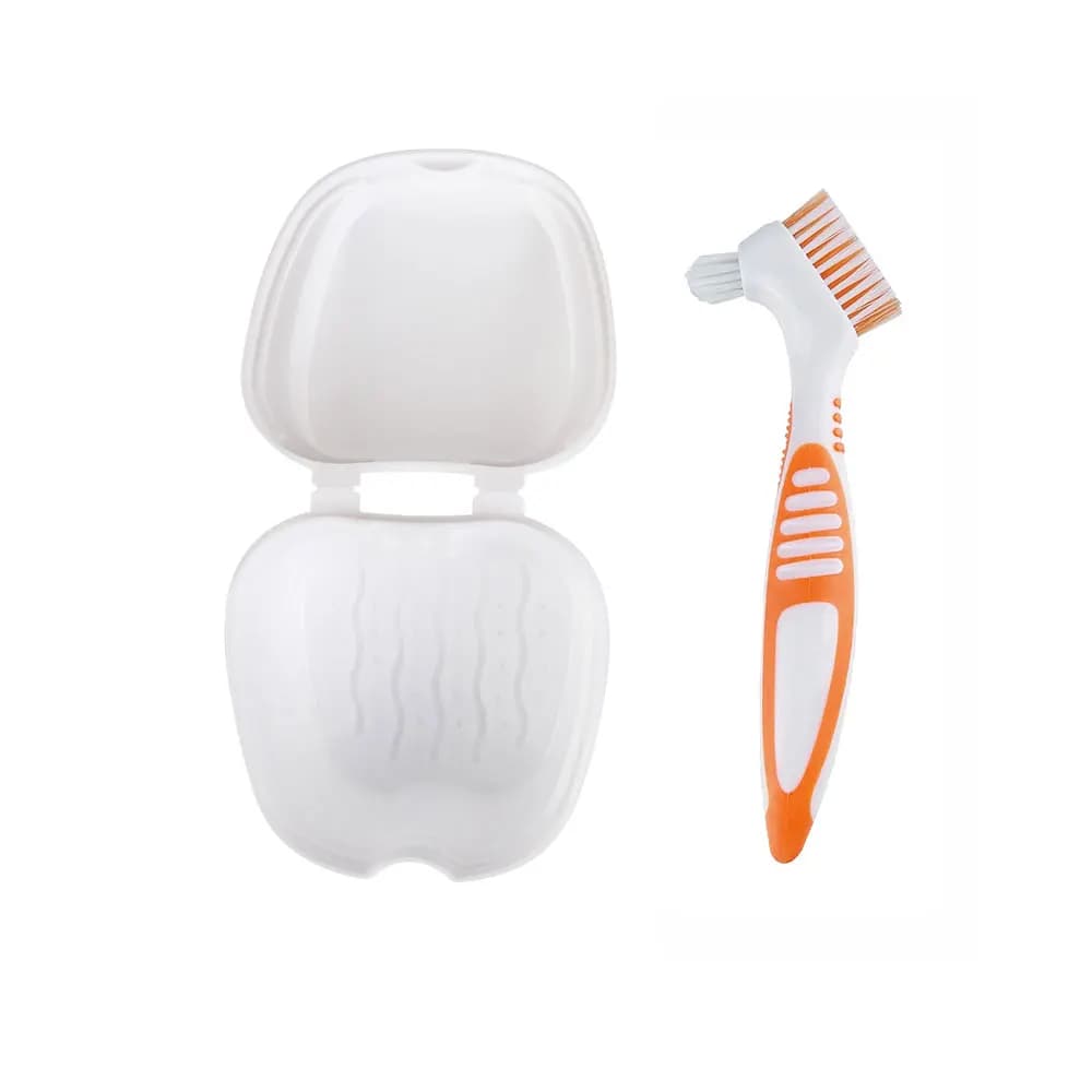 Avec brosse à prothèses dentaires, boîte de bain dentaire, étui de rangement pour fausses dents, pro