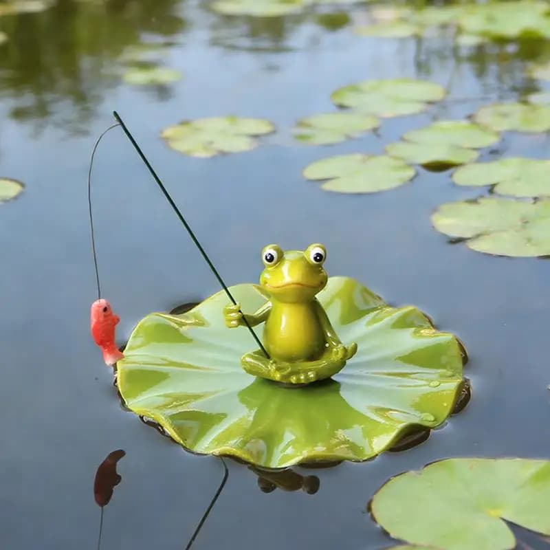 Statue de grenouille d'extérieur en résine pour jardin, décoration de bassin à carpes koï, statue de