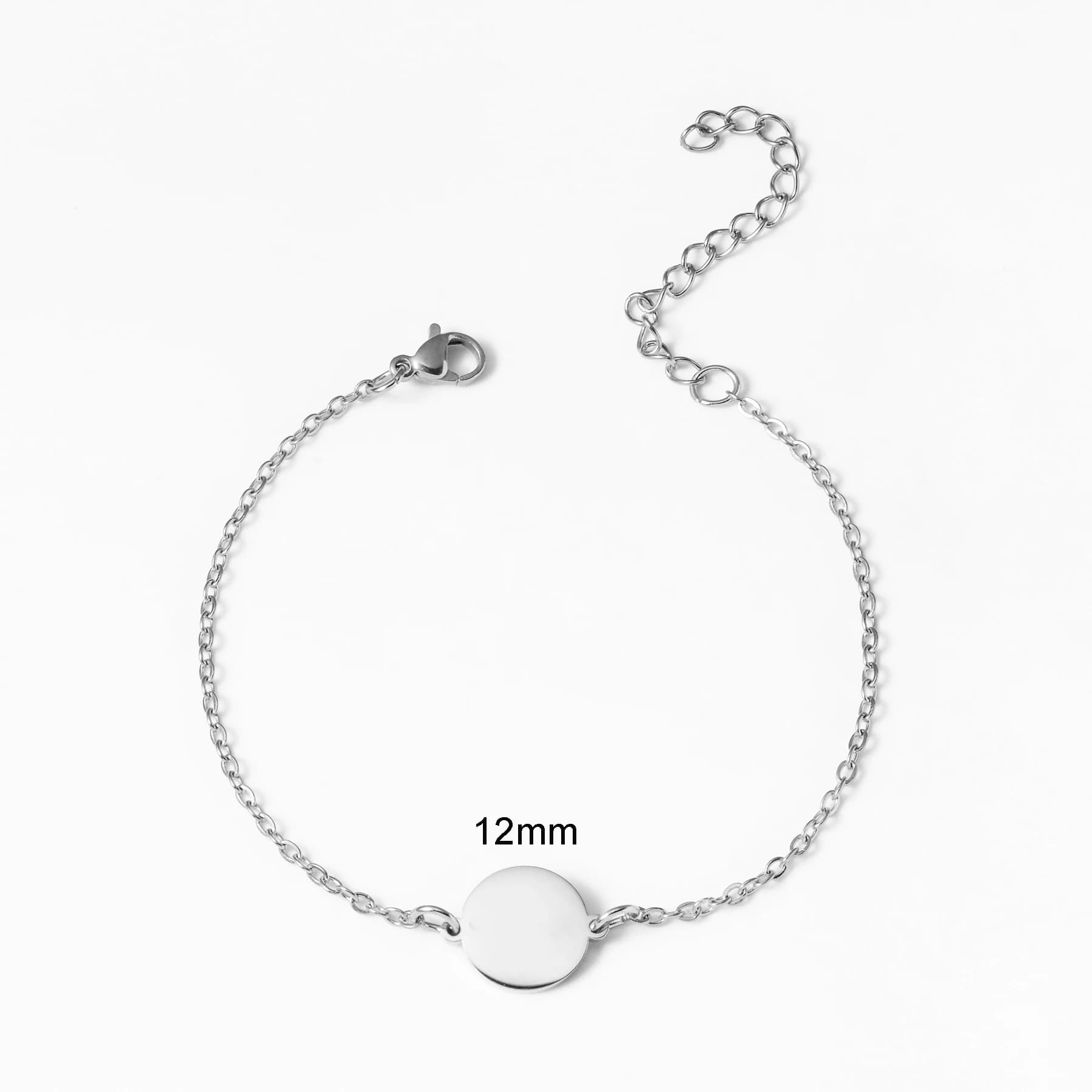 Bracelet d'identification personnalisé avec photo et texte gravés au laser, acier inoxydable poli mi
