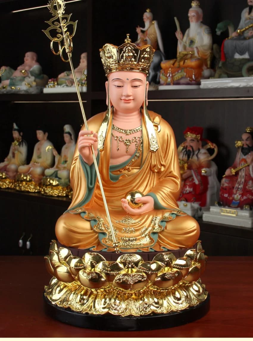 Figurine bouddhiste Ksitigarbha, bodhisattva, bouddha, temple à domicile, hall de clan, protection,
