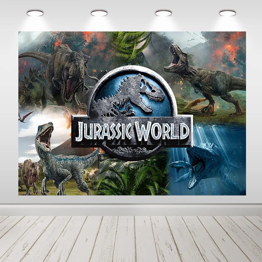 Toile de fond thème dinosaures du parc Jurassic, arrière-plan de photographie personnalisée, décorat