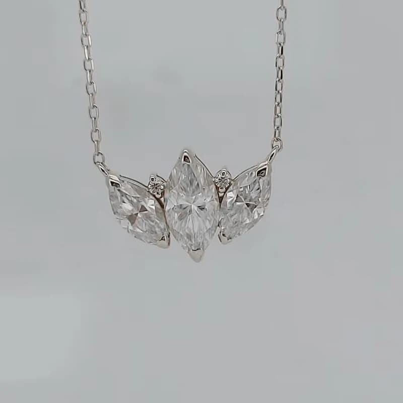 Rrjzz – collier avec pendentif en diamant CZ pour femme, coupe Marquise, trois laboratoires, plaqué