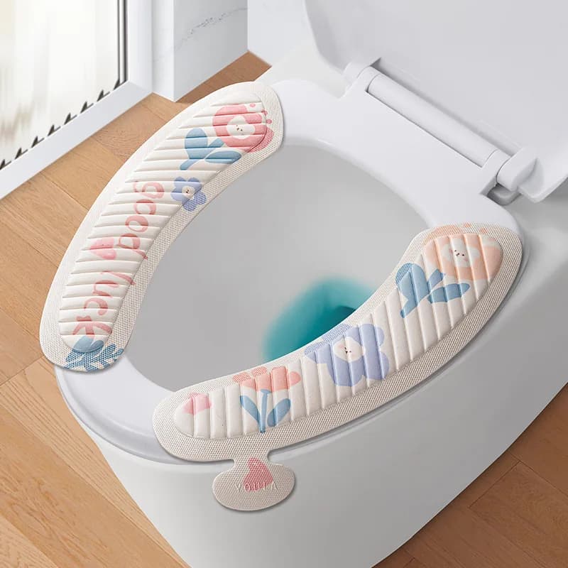 Coussin de siège de toilette en EVA à motif de dessin animé quatre saisons, autocollant imperméable