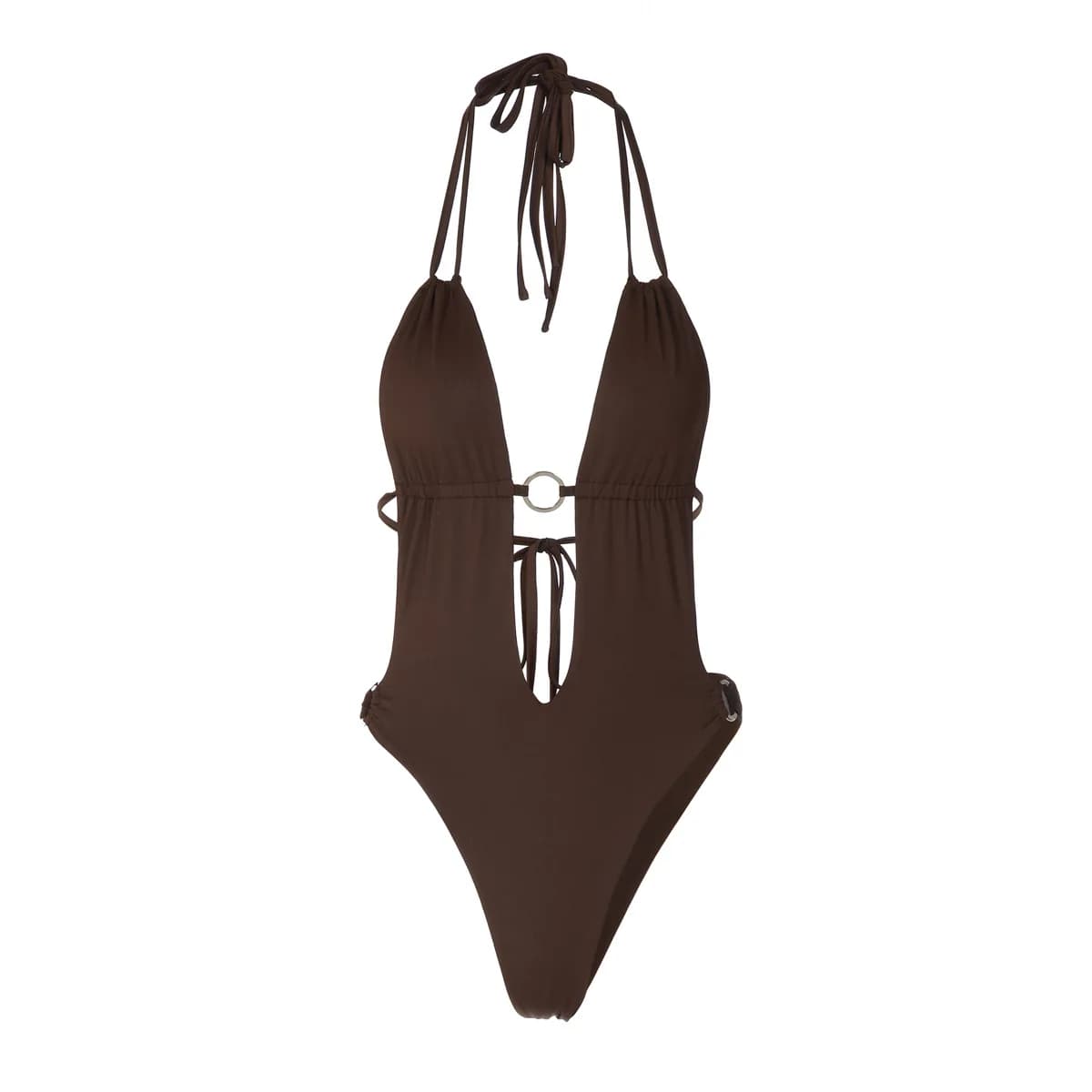 BOOFEENAA Combinaisons et maillots de bain une pièce sexy à col en V profond, dos nu, découpé, hauts