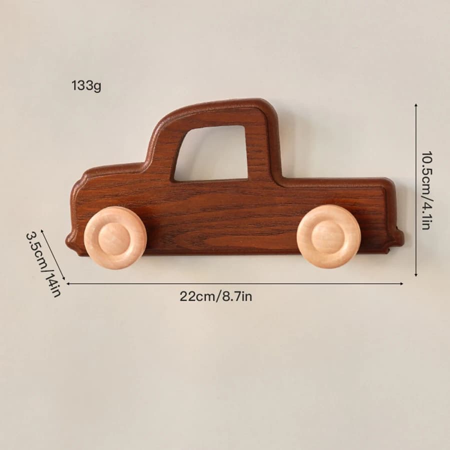 Crochets muraux pratiques en bois en forme de voiture, crochets doubles décoratifs mignons, porte-cl