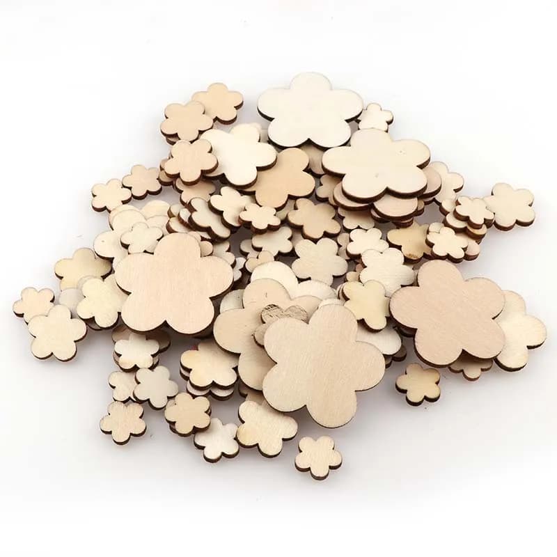 100 pièces bricolage puces de bois de prunier embellissements décoratifs artisanat fournitures de Sc