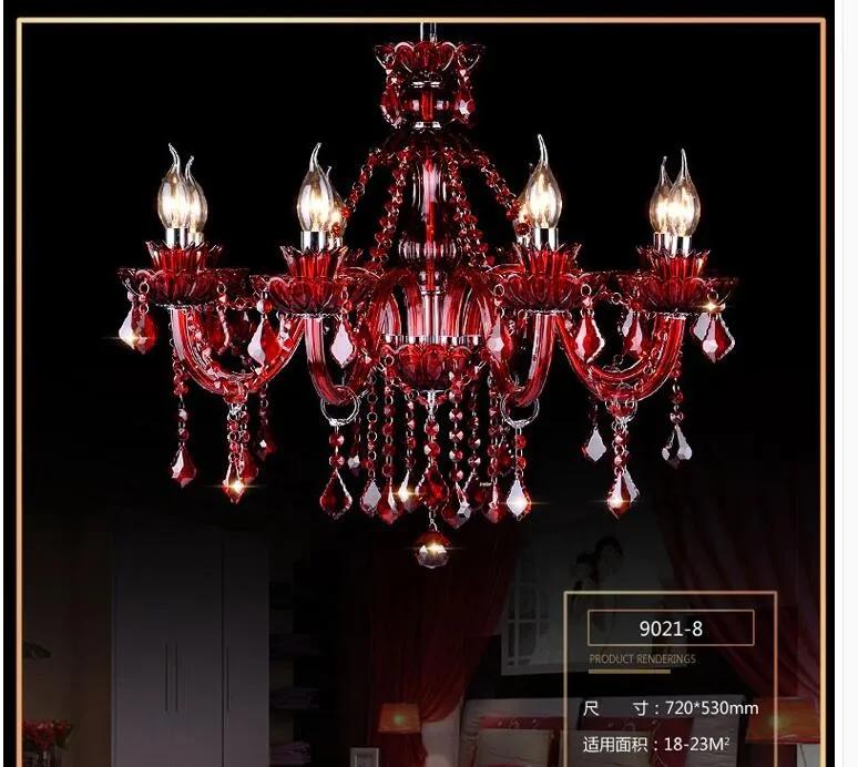 Lustre en Cristal rouge moderne européen K9