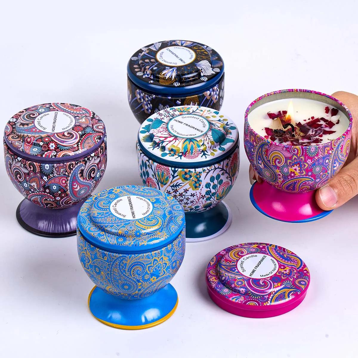 Boîte à bougies parfumées à fleurs, gobelet, Rose, lavande, pot de bougies parfumées, encens sans fumée, cire, cadeau d'anniversaire de mariage, décoration de maison