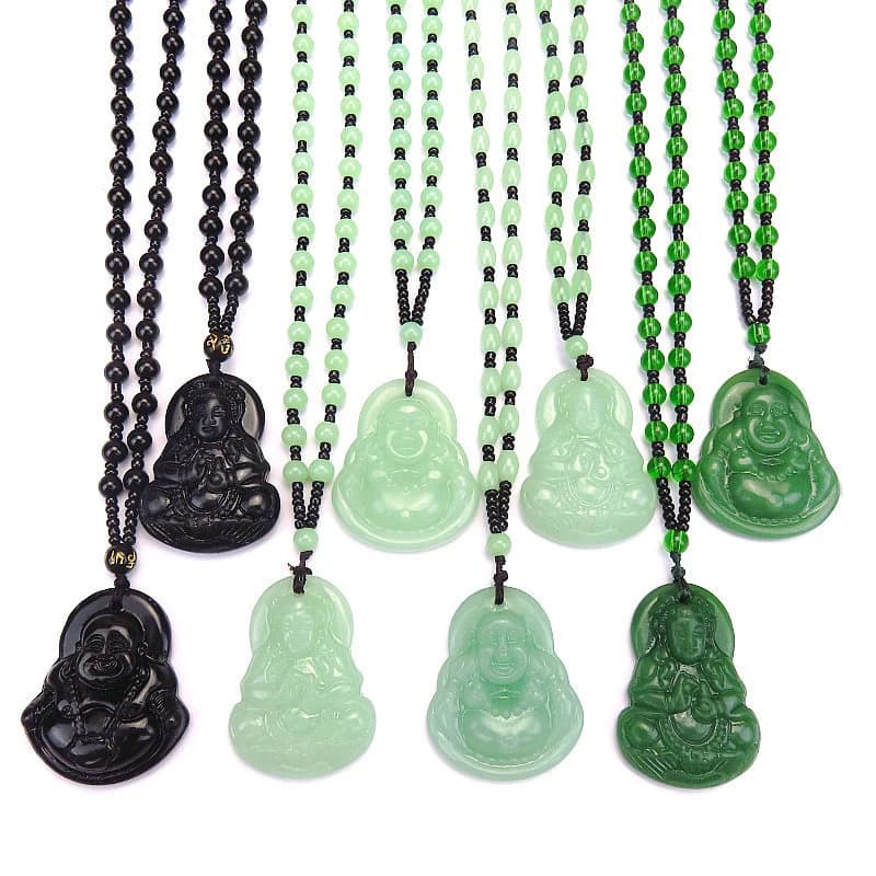 Pendentif bouddha chinois naturel classique, collier en Jade, bijoux de charme à la mode, amulette porte-bonheur sculptée, cadeaux pour femmes et hommes