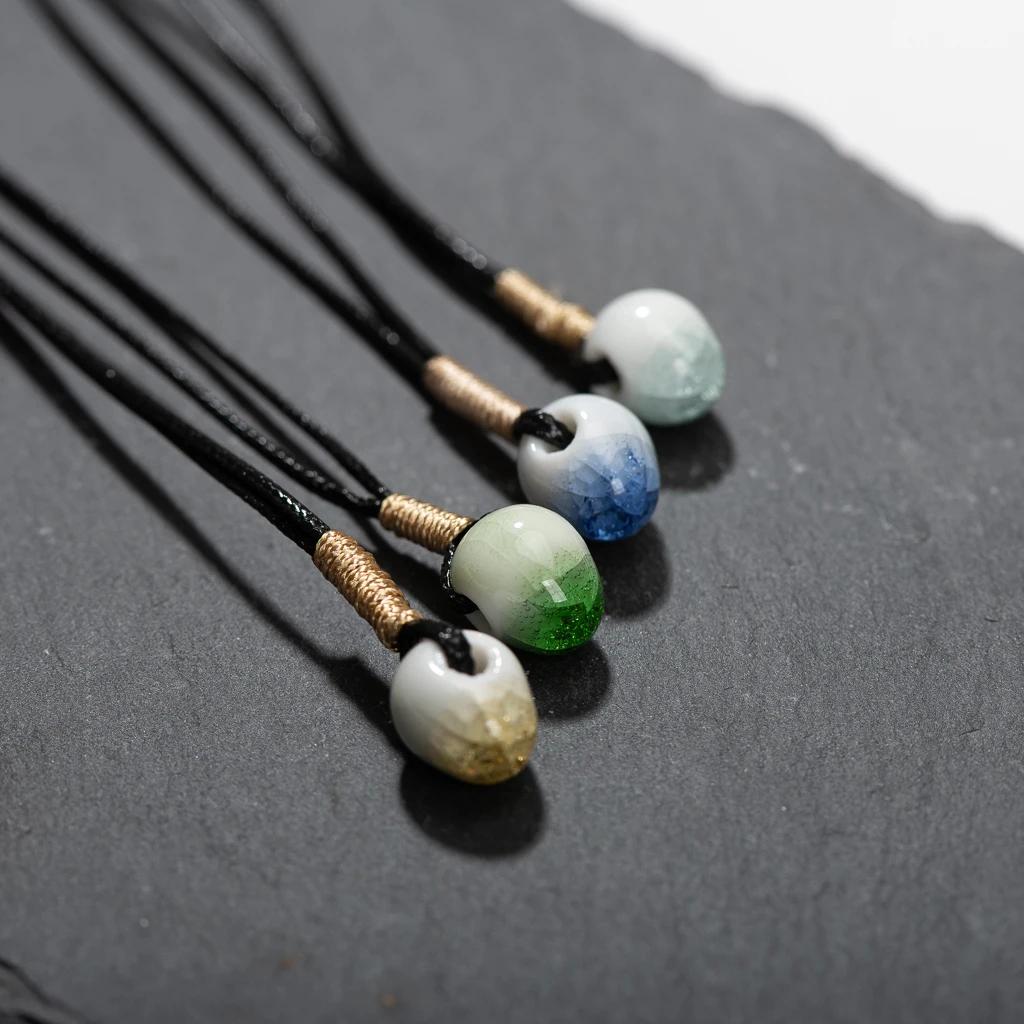 Collier Simple en Céramique Craquelée de Glace