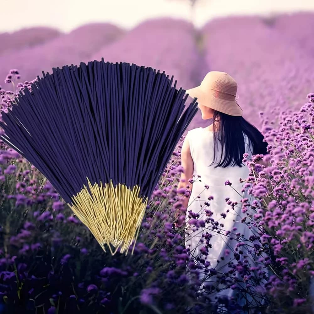 Bâtonnets d'encens en bois parfumés à la lavande, expérience de méditation en bois naturel de 50 minutes, adaptés à la purification de l'air, au corps et à l'esprit, auxiliaires chinoises adaptées aux