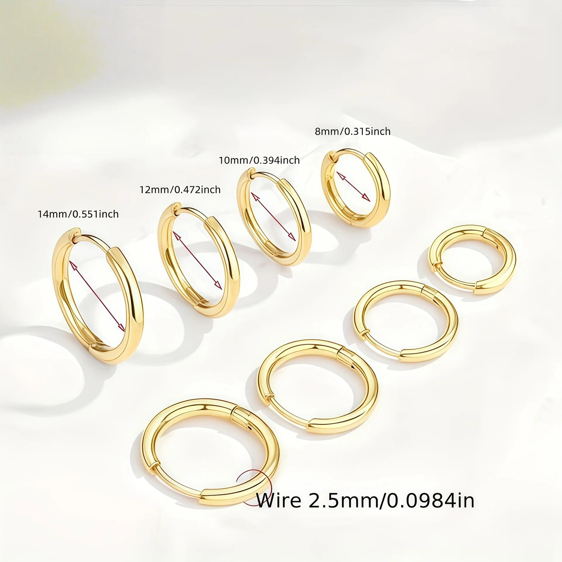 4 paires d'anneaux d'oreilles en titane plaqué or, hypoallergéniques, faciles à poser, accessoires de bijoux en acier inoxydable 316L