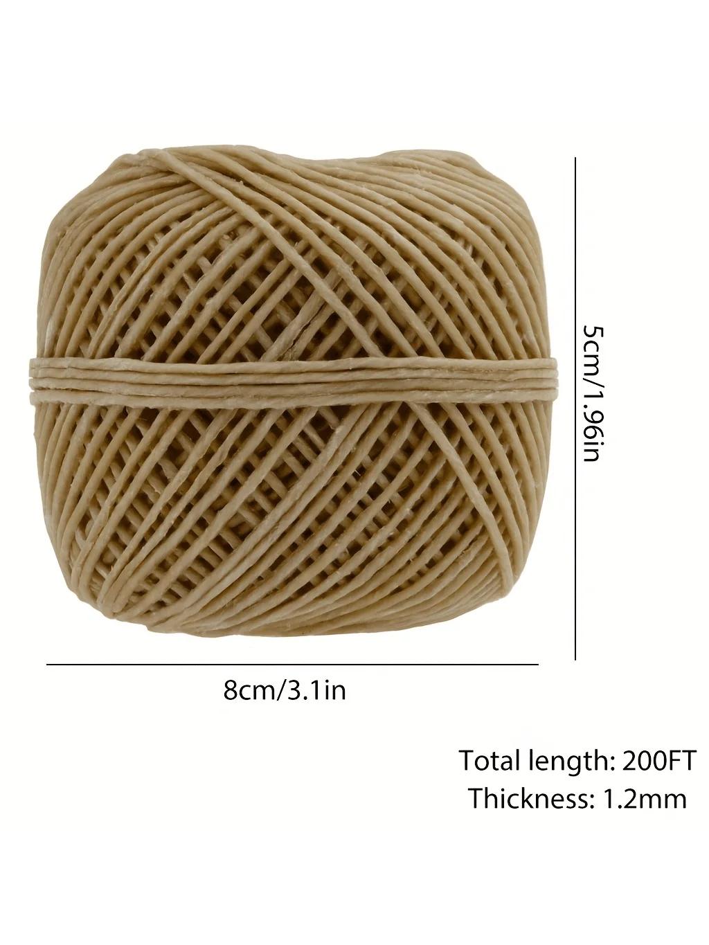 Mèche de chanvre 100% biologique, mèche de chanvre enduite de bonne cire d'abeille naturelle pour briquet exécutif ou bougie brûlant lentement sans chute, taille standard (1.2mm)