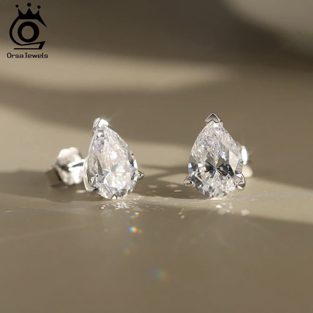 ORSA JEWELS Boucles d'oreilles en argent sterling 925 avec pierre de zircone coupée en forme de goutte d'eau