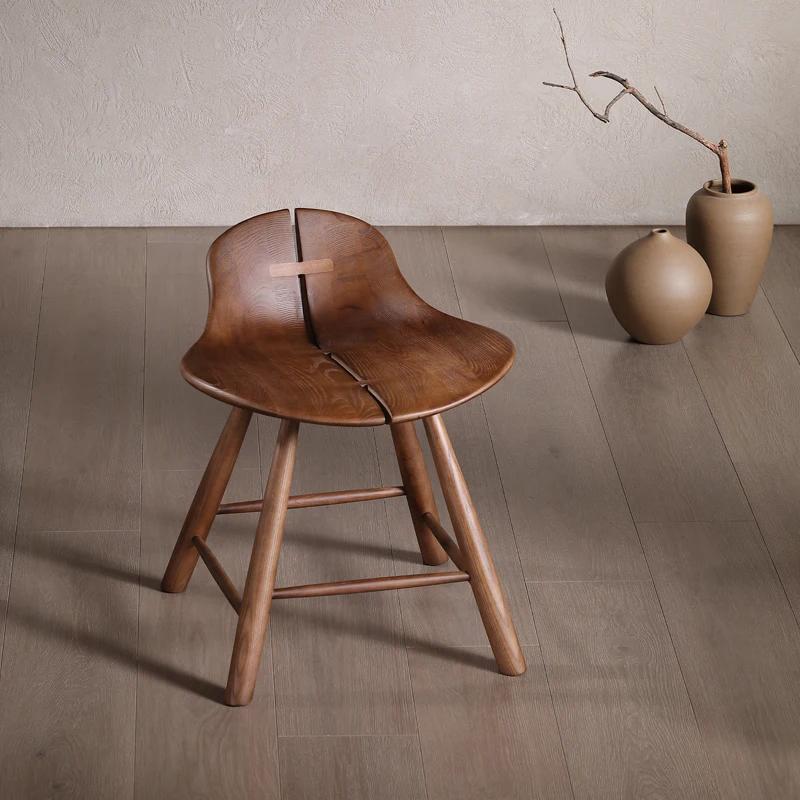Chaise de salle à manger en bois massif de style Wabi-sabi haut de gamme