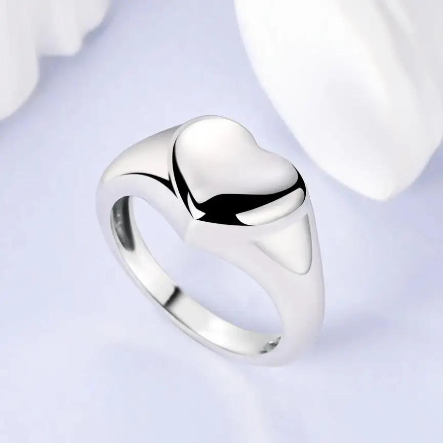 Bague en argent 925 pour femmes, bijoux fins minimalistes en forme de cœur, accessoires minimalistes
