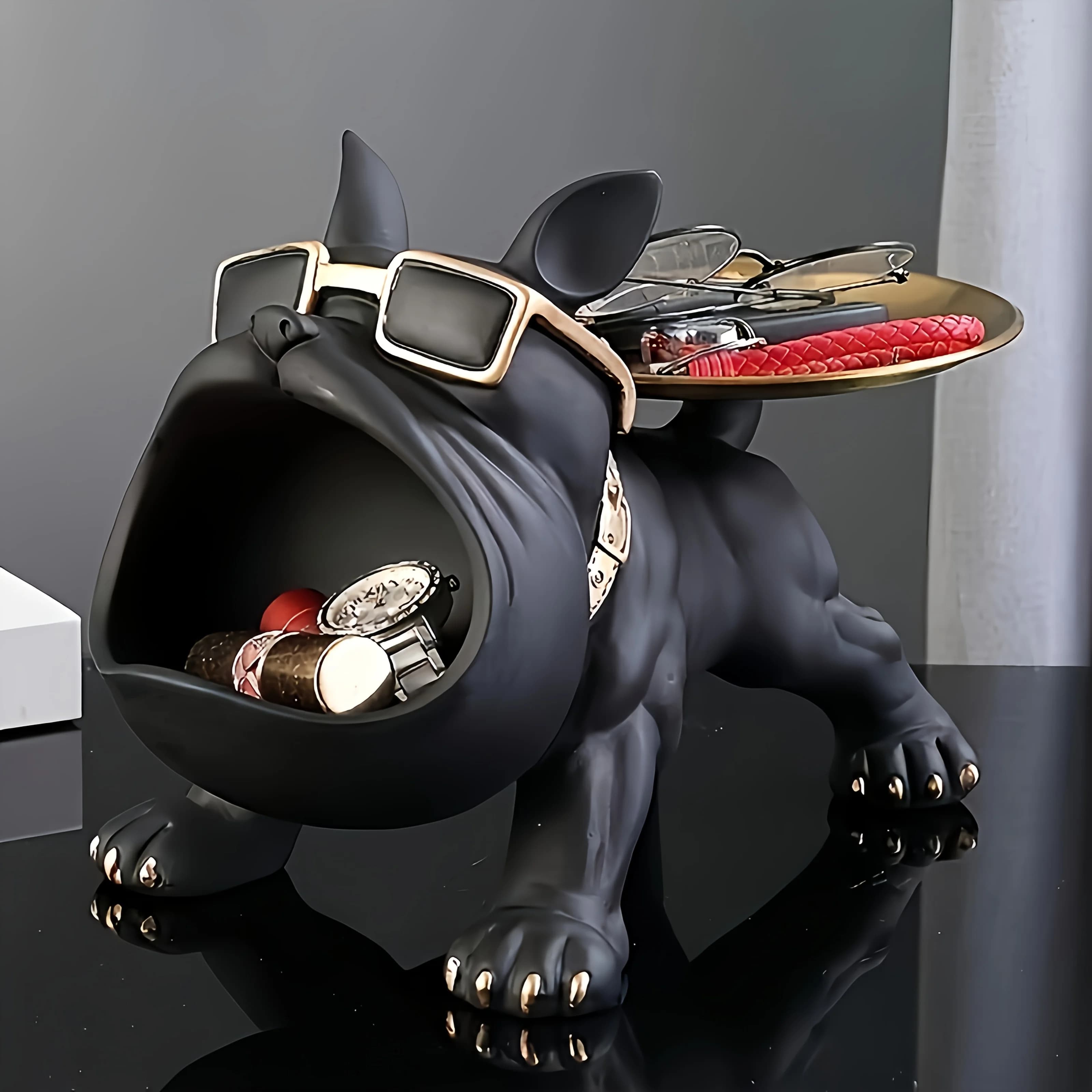 Ensemble de décoration de rangement bouledogue noir