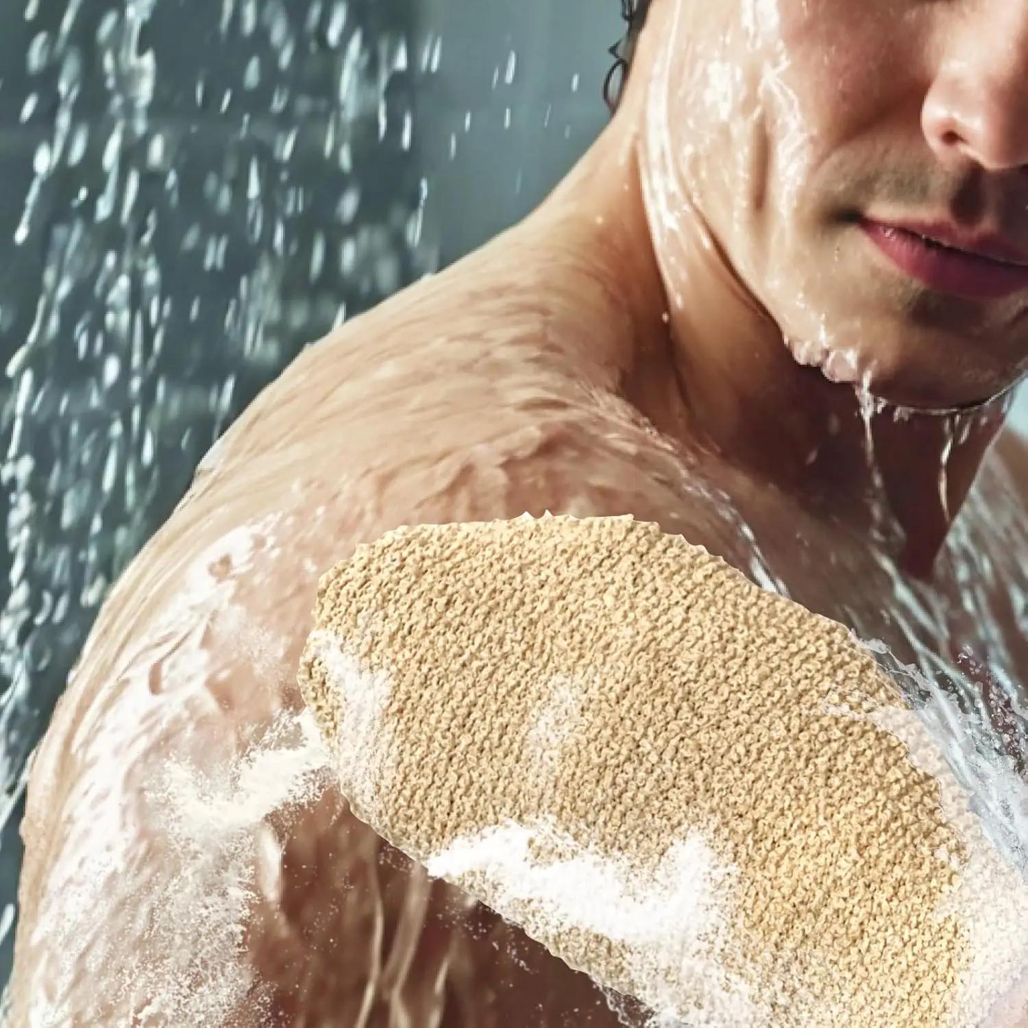 Gants de bain en chanvre – Mitaines de douche naturelles pour gommage corporel, gants exfoliants doux pour hommes et femmes, soins de la peau