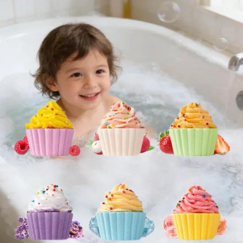 Bombes de bain en forme de gâteau 80g, boules de bain moussantes crémeuses pour enfants, aromathérapie aux huiles essentielles pour une immersion relaxante