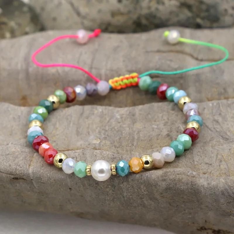 Bracelets pour femmes, bijoux en cristal perlé, style bohème, multicolores, faits à la main, réglables, accessoires cadeaux pour femmes