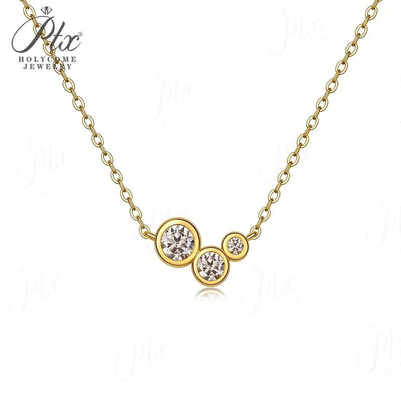 Collier en moissanite, pendentif rond classique étincelant