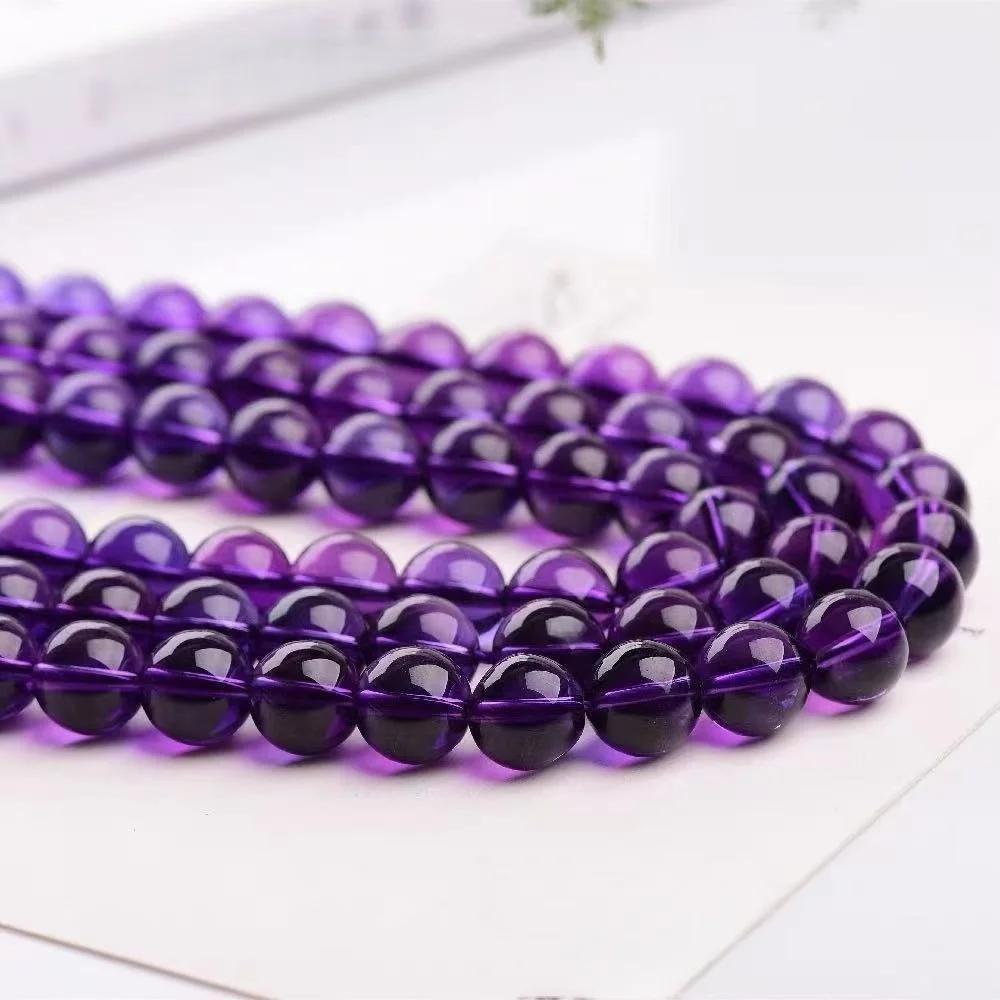 Perles d'onyx de Quartz en cristal violet lisse, rondes, perles d'énergie en vrac pour la fabrication de bijoux, accessoires de Bracelet à bricoler soi-même 4/6/8/10/12mm
