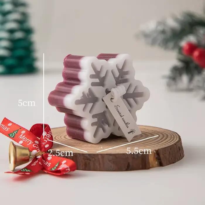Bougies d'aromathérapie flocon de neige de noël faites à la main, 1 pièce, cadeaux de décoration pou