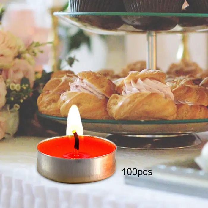 Bougies chauffe-plat rondes parfumées sans fumée, 100 pièces/ensemble, bougies décoratives pour fête
