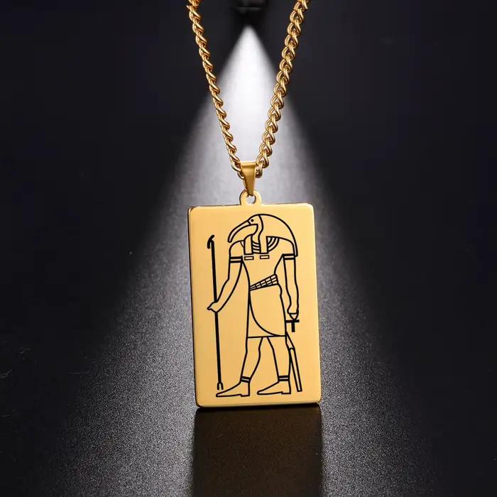 Plaqué or 15 dieu égyptien Talisman pendentif hommes femmes collier egypte dieu de la magie sagesse