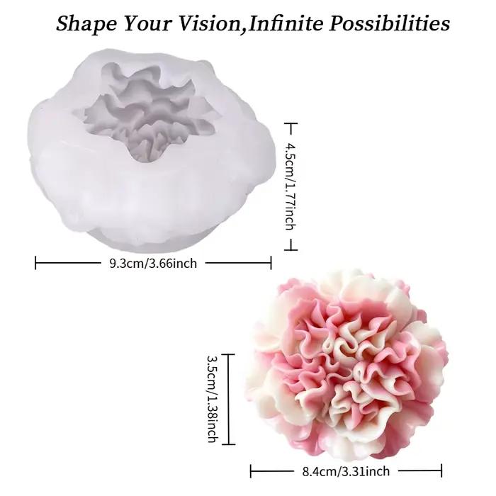 Moule à bougie en forme de carnation avec des pétales 3D incroyablement réalistes, démoulage facile,