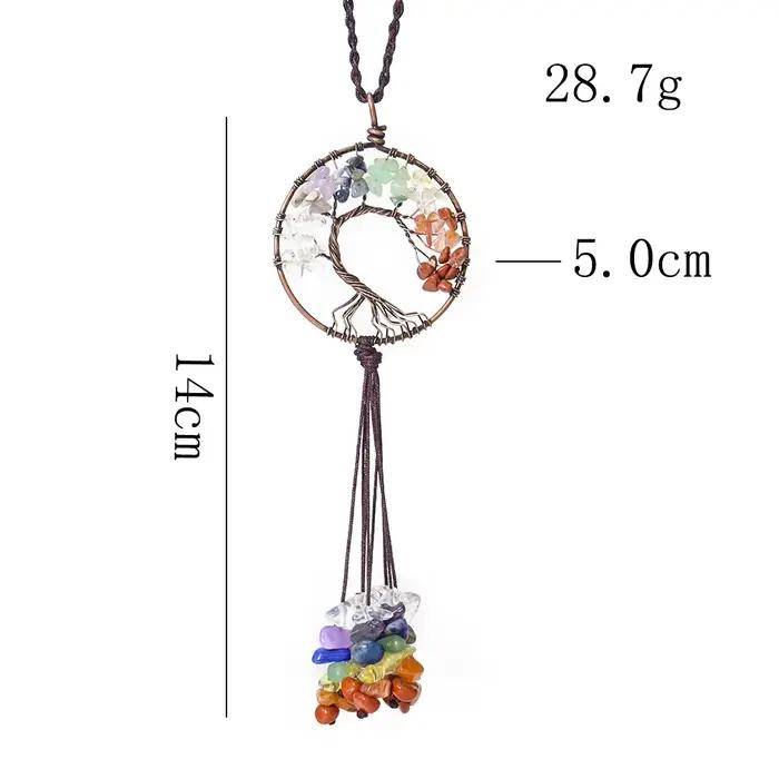 Pendentif arbre de vie en pierre Semi-précieuse en cristal naturel, Talisman, bijoux suspendus pour