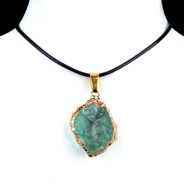 Colliers en pierre naturelle et cristal de forme irrégulière, 25-35mm, pendentif, breloques enroulée