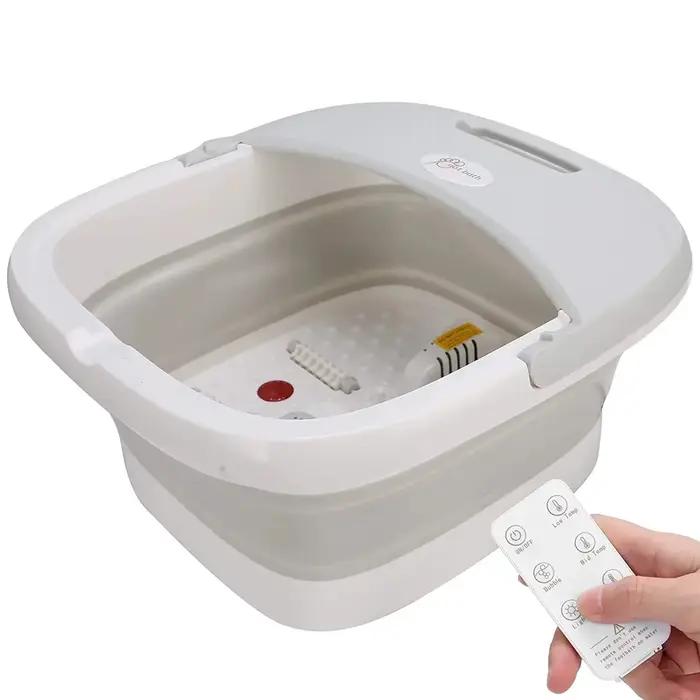 Bain de pieds électrique pliable chauffant avec thérapie par lumière rouge, seau de massage à tempér