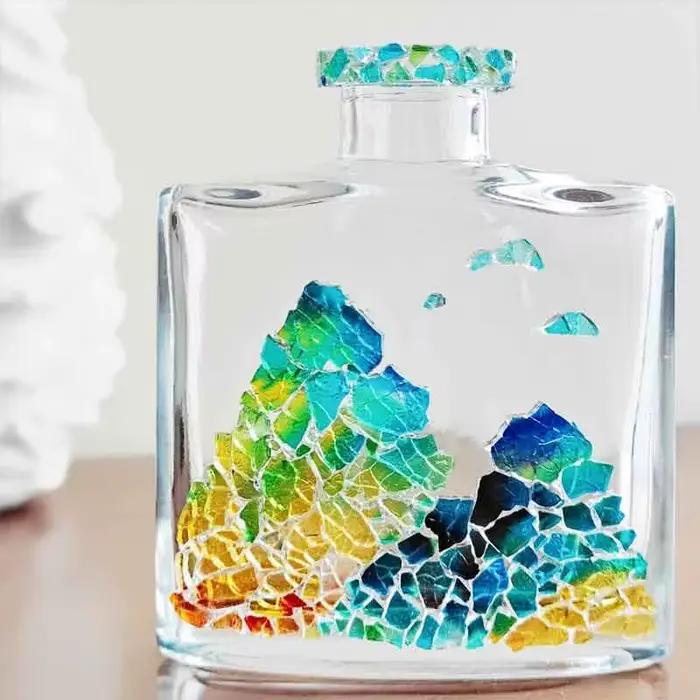 Bricolage vitrail créatif mosaïque 100g coloré glace fissure Fragments cristal mosaïque Art coloré verre Transparent particules 917