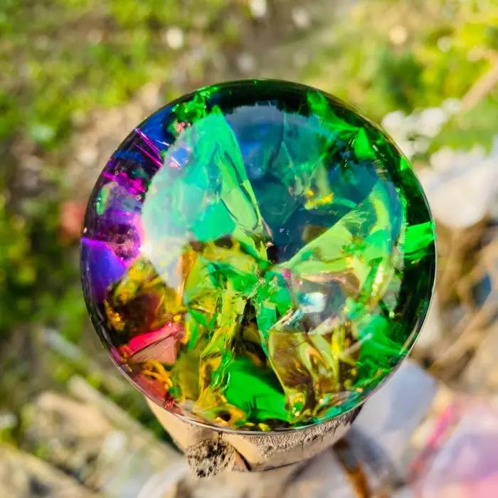 Sphère de fissure de glace, boule de cristal en verre colorée, sphère énergétique, cadeau de vacances, décoration de la maison