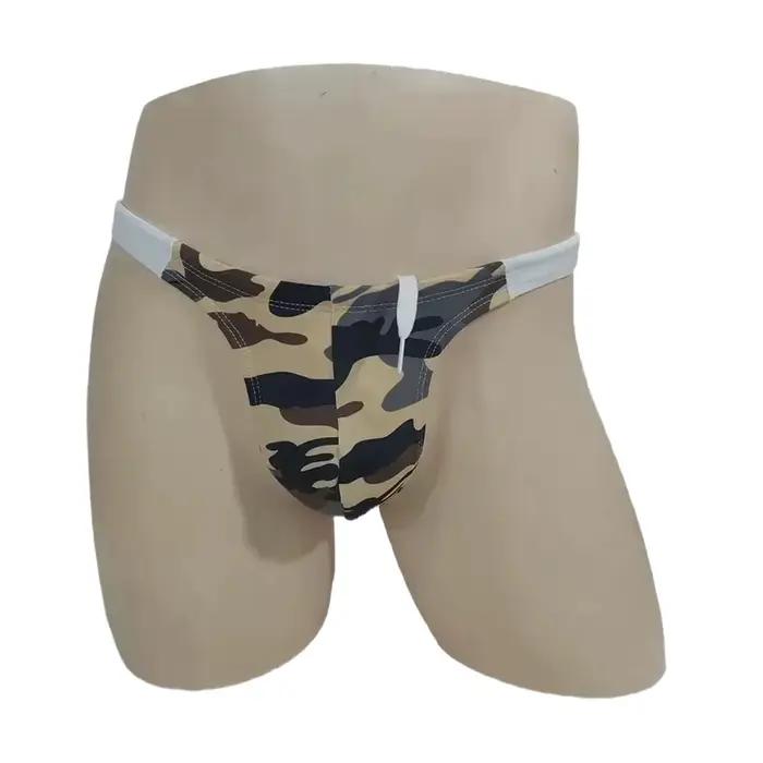 Maillot de bain string pour homme BOYTHOR avec bords étroits, design à cordon de serrage à séchage rapide, motif camouflage