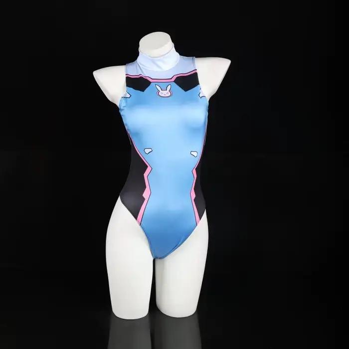 Maillot de bain cosplay D.Va imprimé, combinaison sexy une pièce pour femme, costume d'Halloween