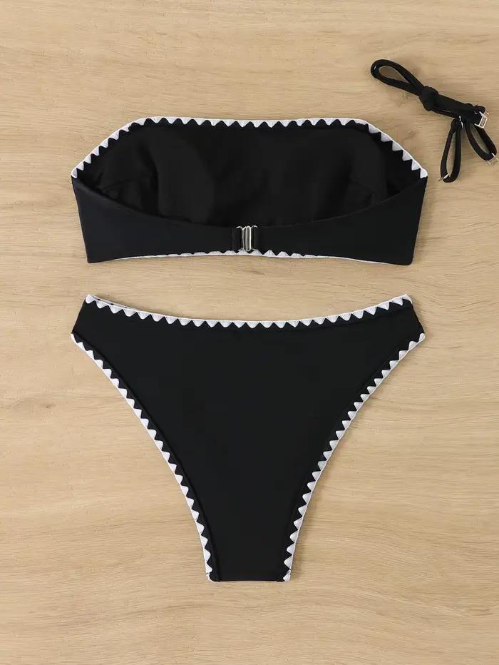 2026 Bandeau Bikinis noir maillot de bain femmes Sexy rembourré maillots de bain femme solide maillots de bain baigneurs natation natation Sui