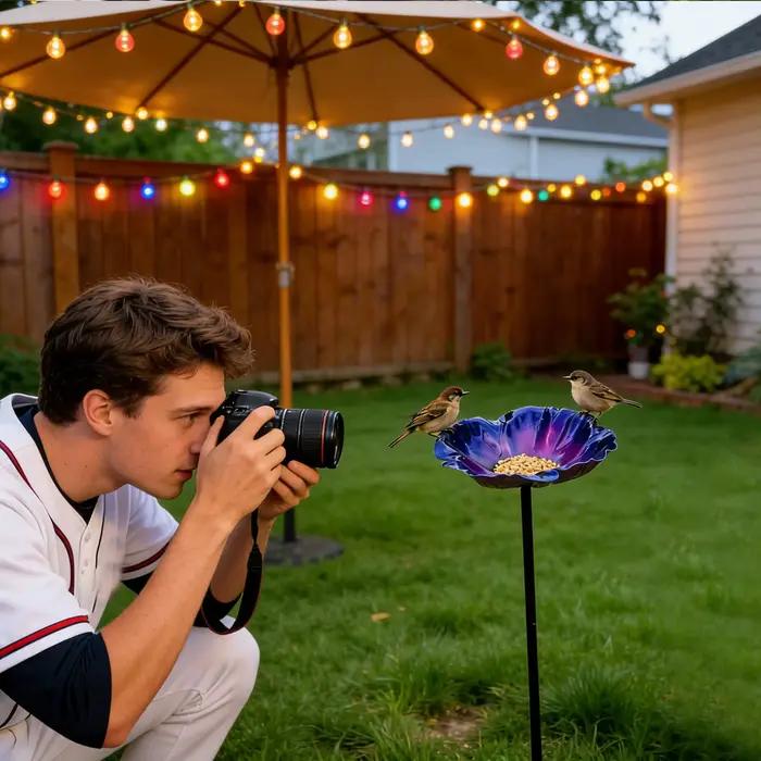 Bain d'oiseaux pour l'extérieur, bol pour bain d'oiseaux avec piquet de jardin, pour cour, jardin, patio, allée