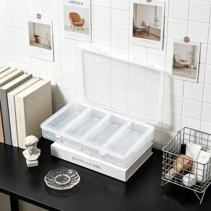 Une grande boîte + 4 petites boîtes de rangement pour bijoux, boîtes de rangement transparentes à compartiments individuels, avec de petites boîtes en plastique à l'intérieur