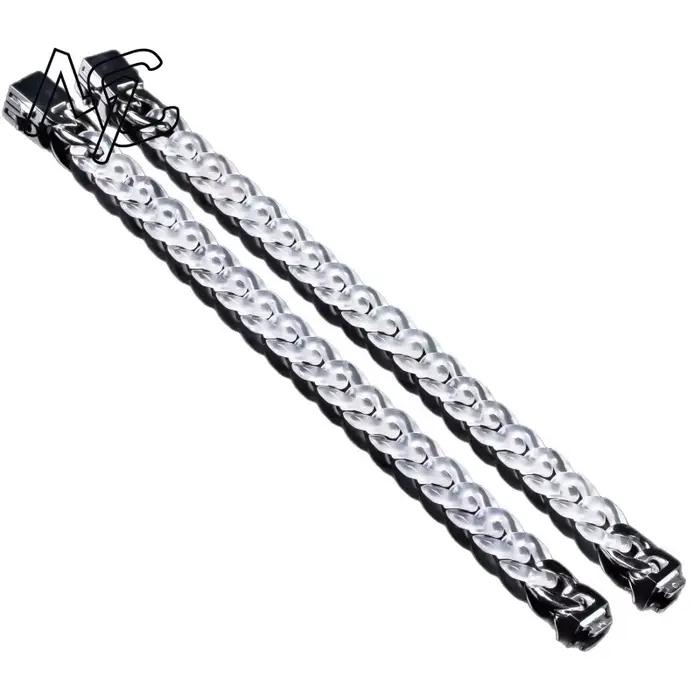 Bracelet et collier chaîne cubaine en onyx et jadéite